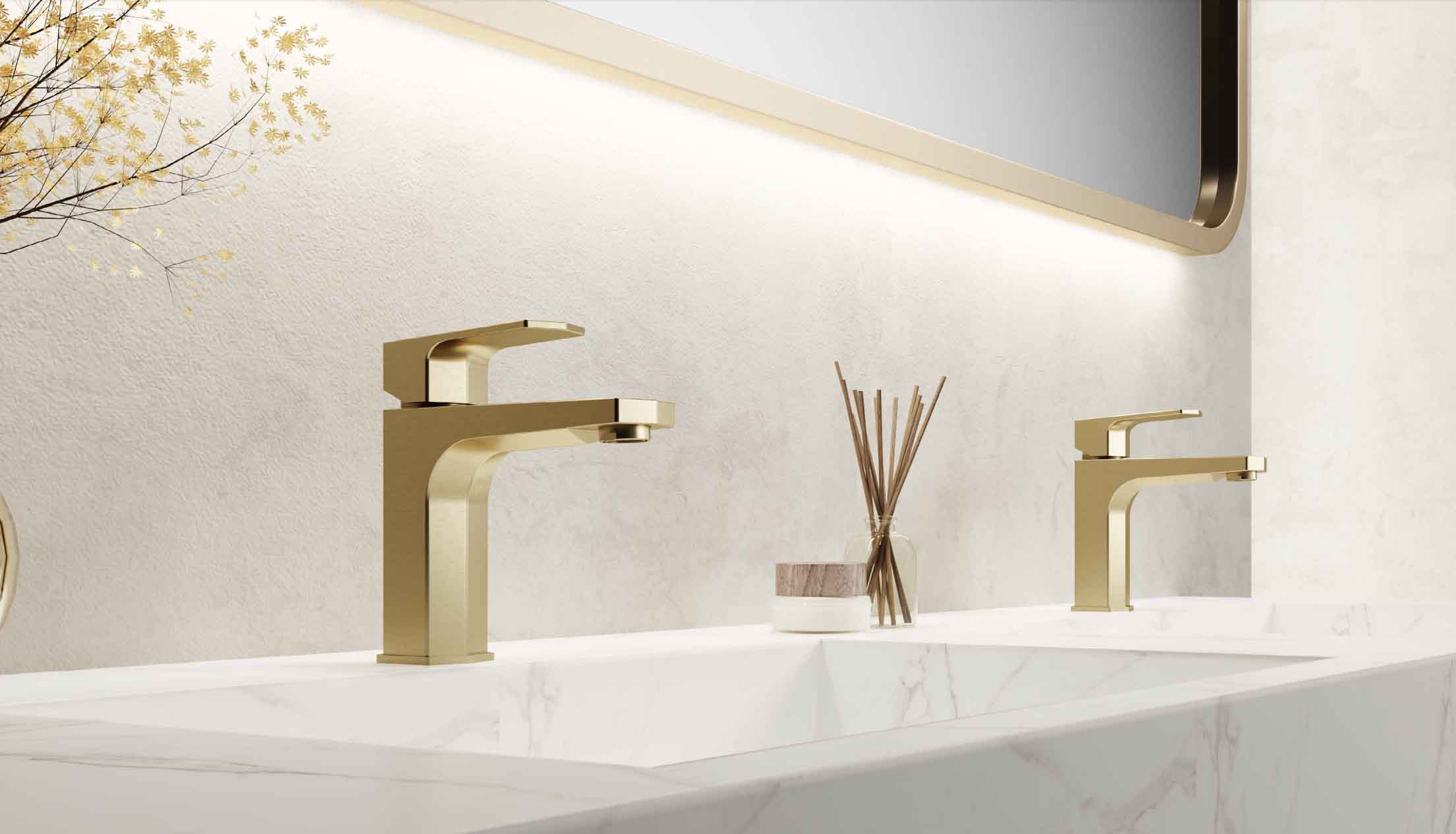 brush gold basin mixer